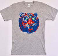 Detroit-style heather gray graphic tee featuring third eye tiger design on a heather grey shirt.